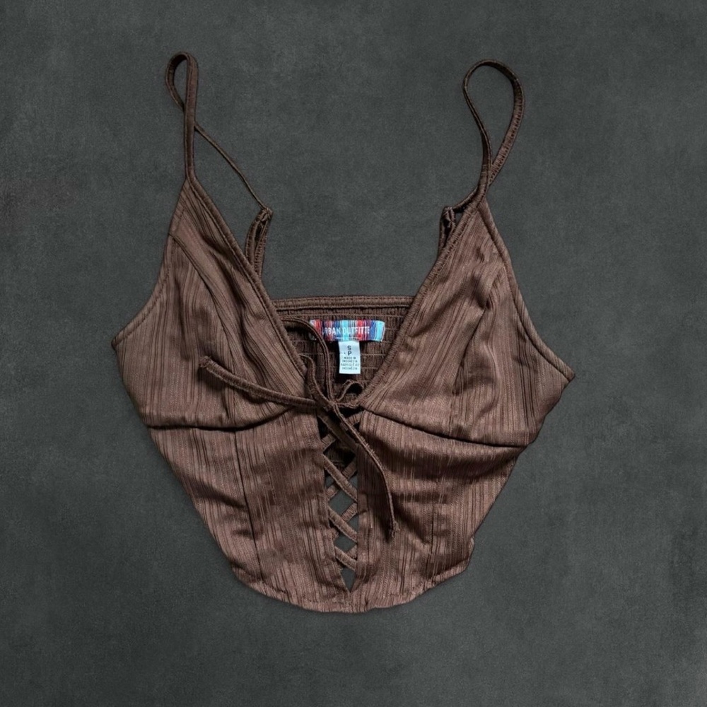 Urban Outfitters Chocolate Lace-Up Top